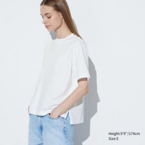 Uniqlo AIRism Cotton Short Sleeve T-shirt Dam Vita | 7705157
