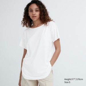 Uniqlo AIRism Seamless Boat Neck Short-Sleeve Long T-shirt Dam Vita | 9300499