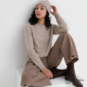 Uniqlo Cashmere Crew Neck Long-sleeve Tröjor Dam Beige | 7677855