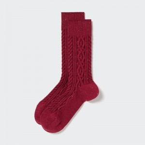 Uniqlo Color Nep Cable Strumpor Herr Röda | 5262110