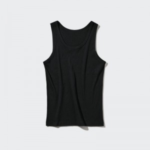 Uniqlo Dry Color Ribbed Linne Dam Svarta | 9103672