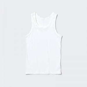 Uniqlo Dry Color Ribbed Linne Herr Vita | 9873454