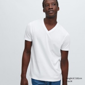 Uniqlo Dry Color V-Neck Short-Sleeve T-shirt Herr Vita | 1524103
