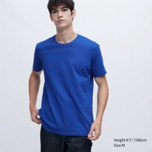 Uniqlo Dry Crew Neck Short-sleeve Color T-shirt Herr Blå | 3376744
