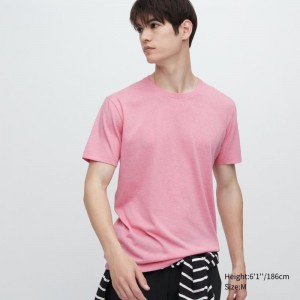 Uniqlo Dry Crew Neck Short-sleeve Color T-shirt Herr Rosa | 5675072