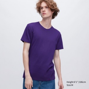 Uniqlo Dry Crew Neck Short-sleeve Color T-shirt Herr Lila | 9857773