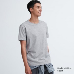 Uniqlo Dry Crew Neck Short-sleeve Color T-shirt Herr Grå | 197018