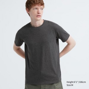 Uniqlo Dry Crew Neck Short-sleeve Color T-shirt Herr Grå | 848579
