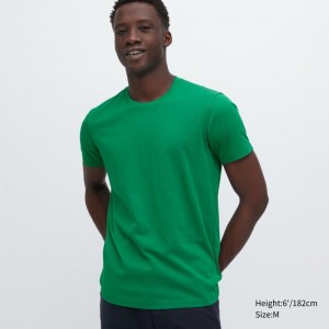 Uniqlo Dry Crew Neck Short-sleeve Color T-shirt Herr Gröna | 26972