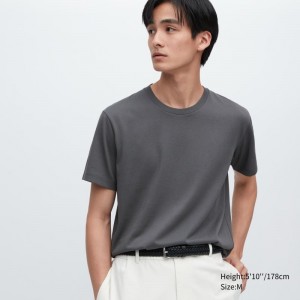 Uniqlo Dry Crew Neck Short-sleeve Color T-shirt Herr Grå | 1283777