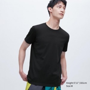 Uniqlo Dry Crew Neck Short-sleeve Color T-shirt Herr Svarta | 5881268