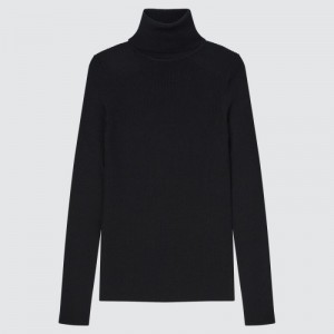 Uniqlo Extra Fine Merino Ribbed Turtleneck Long-Sleeve Tröjor Dam Svarta | 6548833