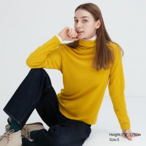 Uniqlo HEATTECH Fleece Turtleneck Long-Sleeve T-shirt Dam Gula | 4179004
