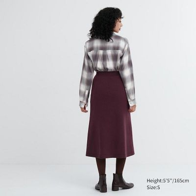 Uniqlo 3D Knit Souffle Yarn Kjolar Dam Vinröda | 2664560