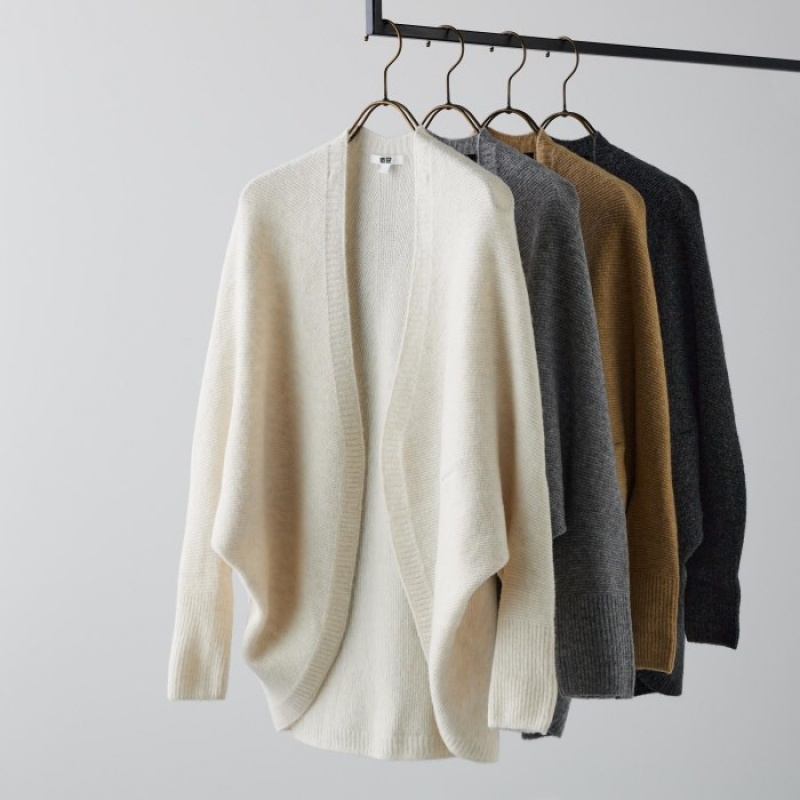 Uniqlo 3D Knit Souffle Yarn Long-Sleeve Kofta Dam Vita | 5188524