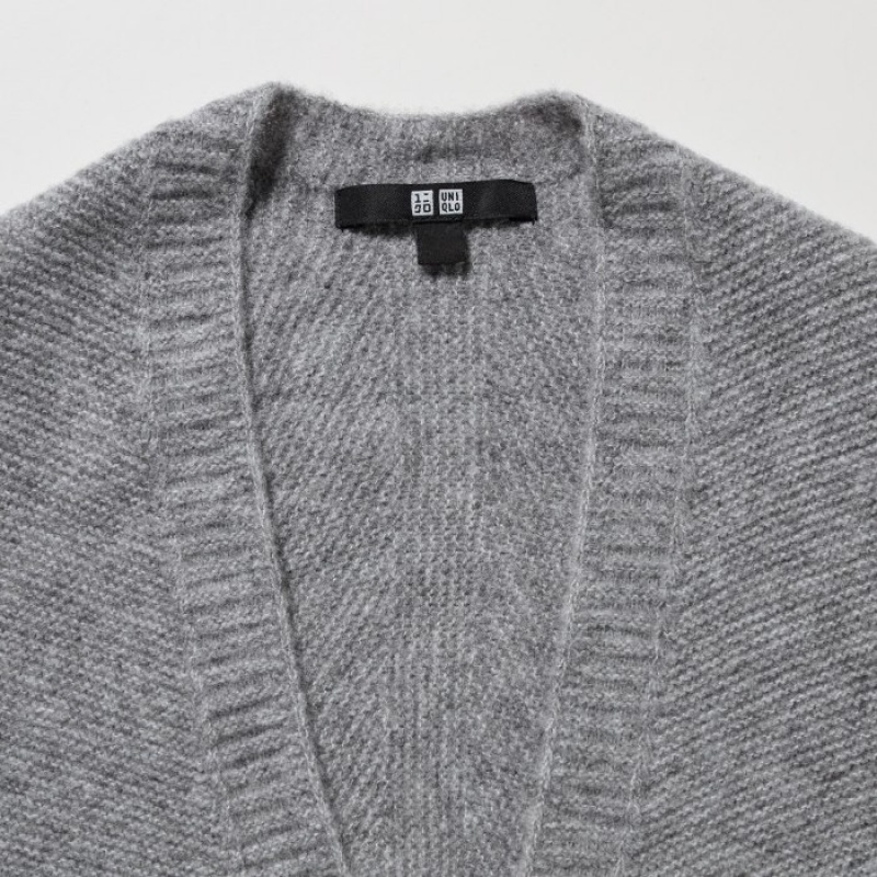 Uniqlo 3D Knit Souffle Yarn Long-Sleeve Kofta Dam Grå | 3009689