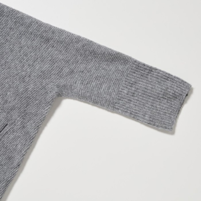 Uniqlo 3D Knit Souffle Yarn Long-Sleeve Kofta Dam Grå | 3009689