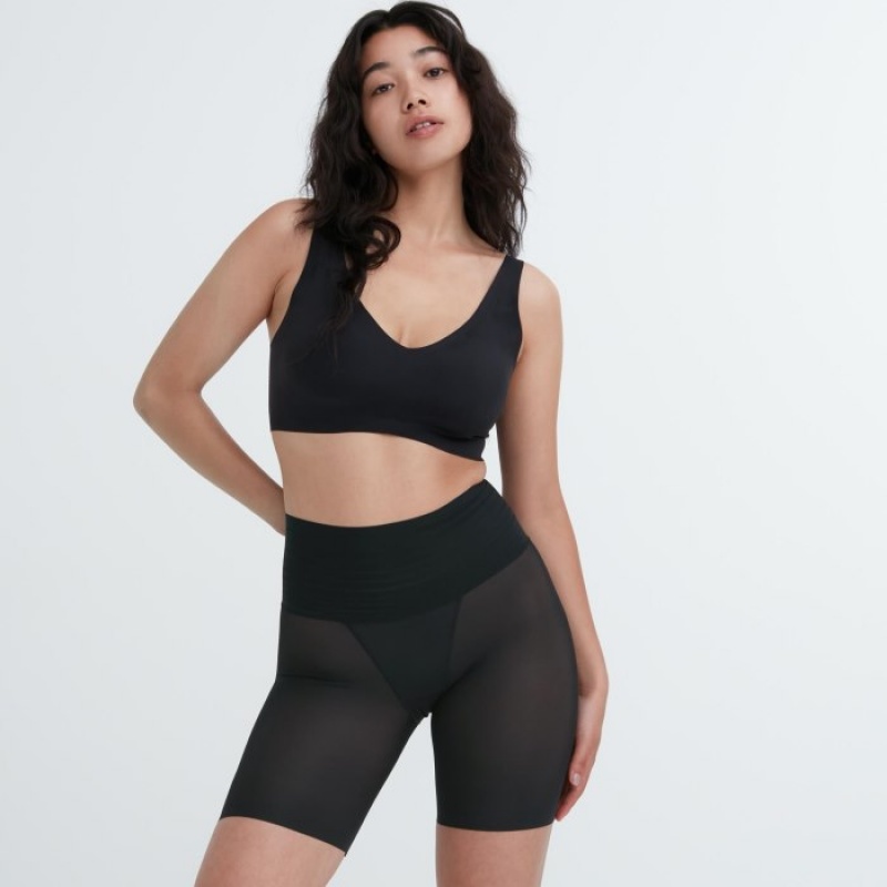 Uniqlo AIRism Smooth Body Shaper Unlined Half Shorts Dam Svarta | 4768099