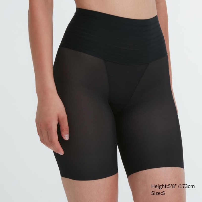 Uniqlo AIRism Smooth Body Shaper Unlined Half Shorts Dam Svarta | 4768099