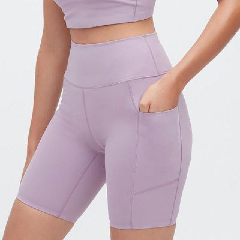 Uniqlo AIRism Soft Pocket Biker Shorts Dam Lila | 8184509
