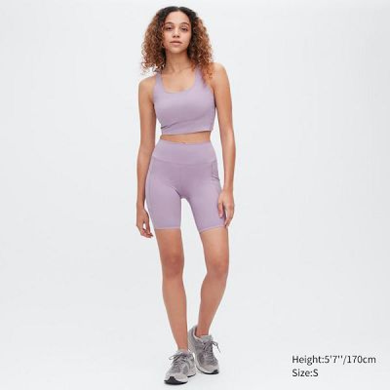 Uniqlo AIRism Soft Pocket Biker Shorts Dam Lila | 8184509
