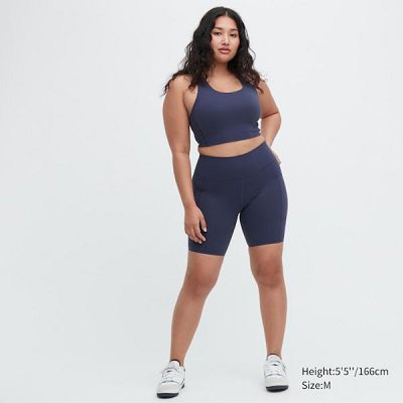 Uniqlo AIRism Soft Pocket Biker Shorts Dam Blå | 416390