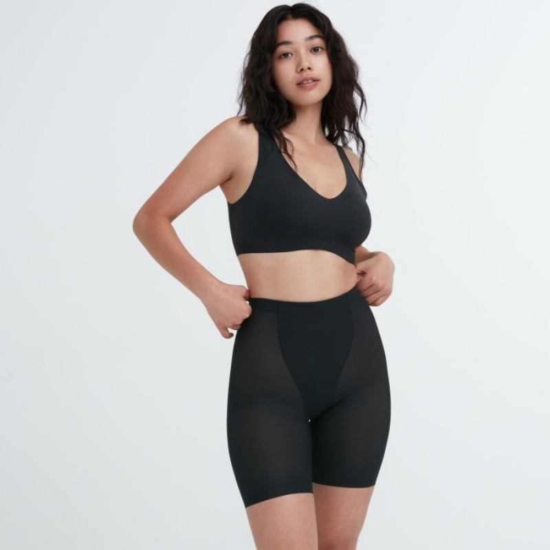 Uniqlo AIRism Support Body Shaper Unlined Half Shorts Dam Svarta | 781786