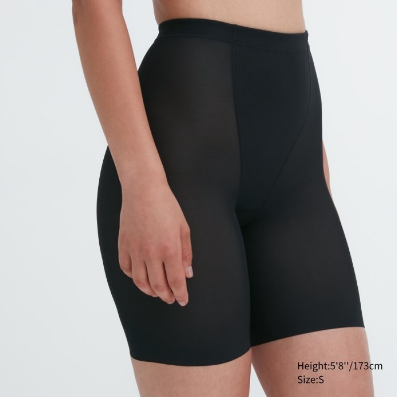 Uniqlo AIRism Support Body Shaper Unlined Half Shorts Dam Svarta | 781786