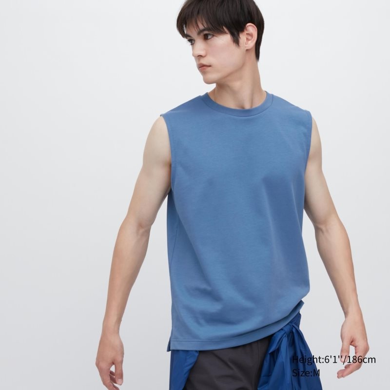 Uniqlo Airism Cotton Sleeveless Linne Herr Blå | 5807666