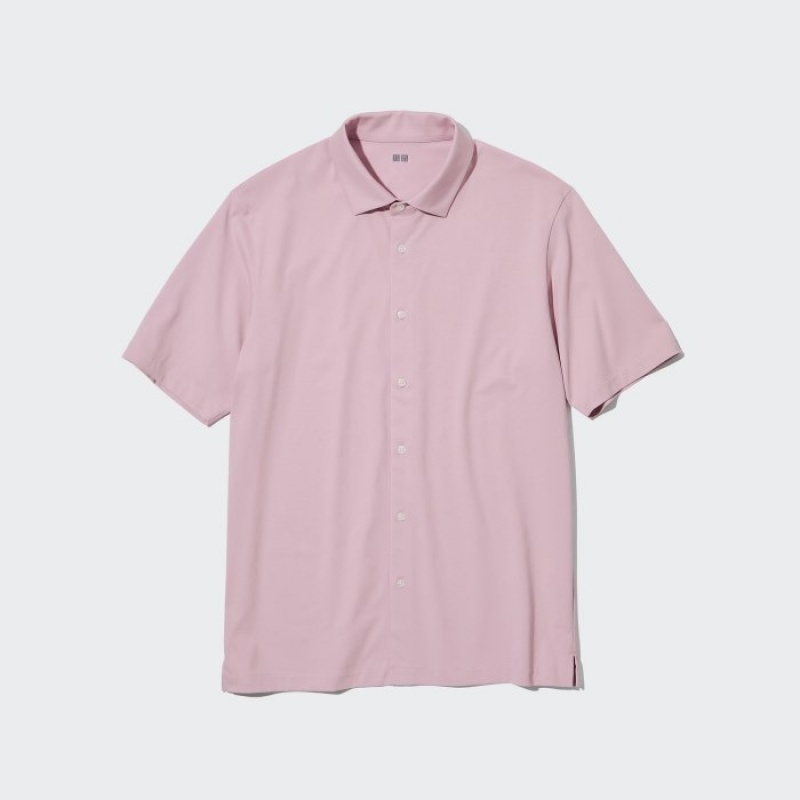 Uniqlo Airism Full Open Short-sleeve Piketröja Dam Rosa | 1220517