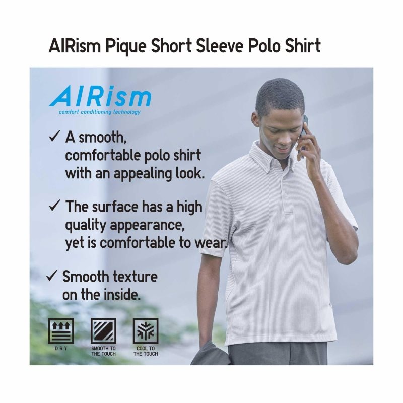 Uniqlo Airism Pique Short-sleeve Piketröja Herr Vita | 8989569