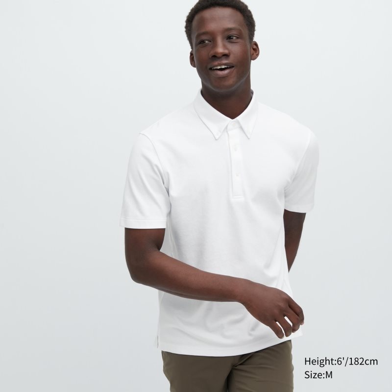 Uniqlo Airism Pique Short-sleeve Piketröja Herr Vita | 8989569