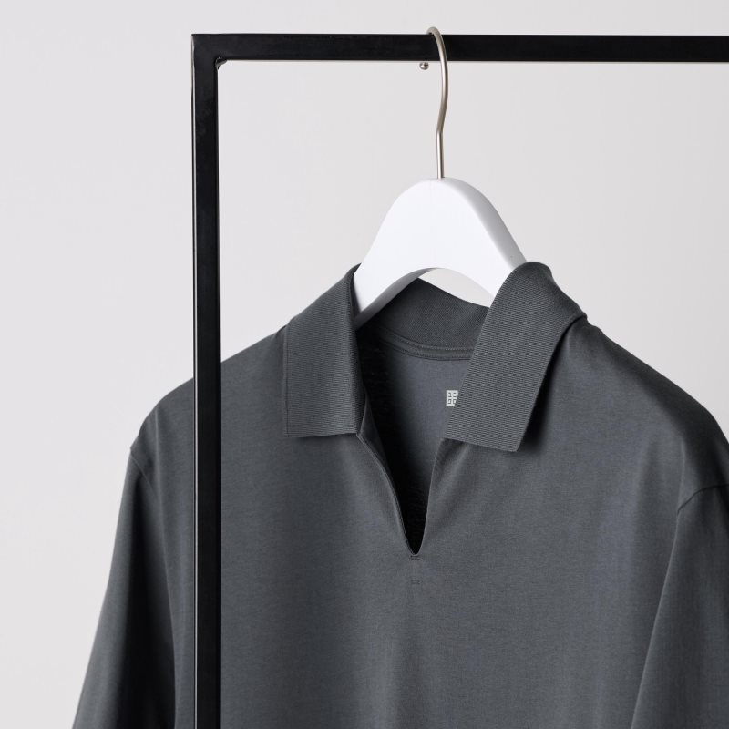 Uniqlo Airism Skipper Collar Piketröja Herr Grå | 210948