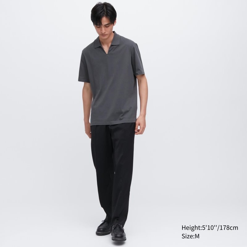 Uniqlo Airism Skipper Collar Piketröja Herr Grå | 210948