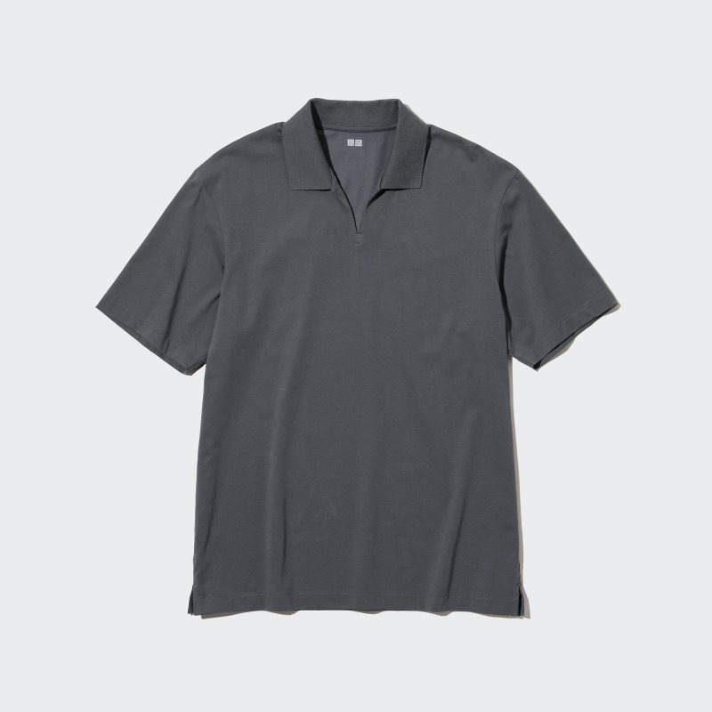 Uniqlo Airism Skipper Collar Piketröja Herr Grå | 210948