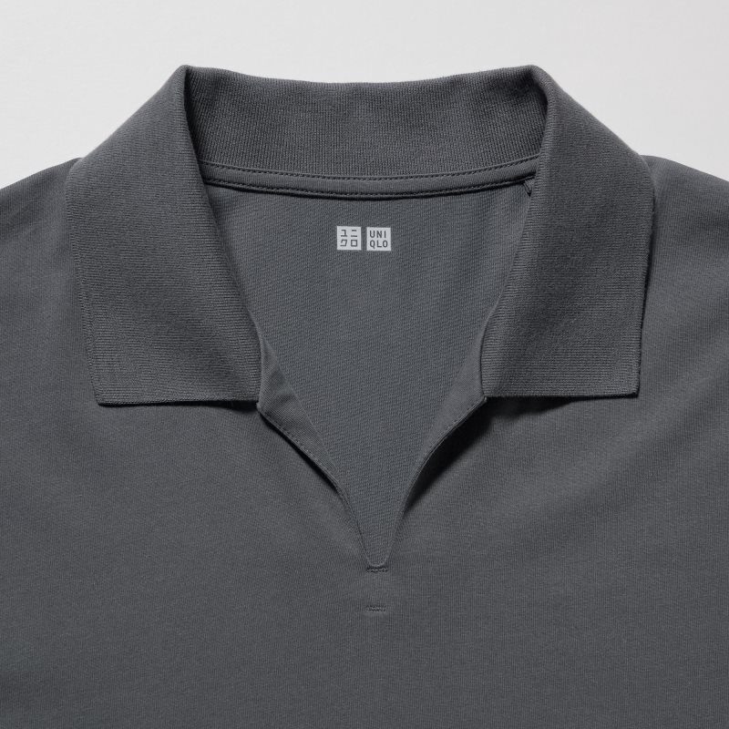 Uniqlo Airism Skipper Collar Piketröja Herr Grå | 210948