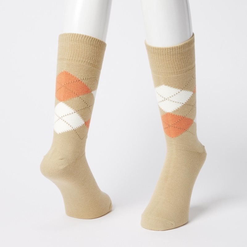 Uniqlo Argyle Strumpor Herr Beige | 7527758