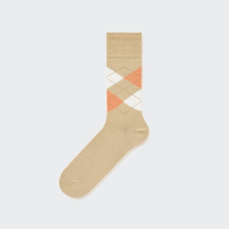 Uniqlo Argyle Strumpor Herr Beige | 7527758
