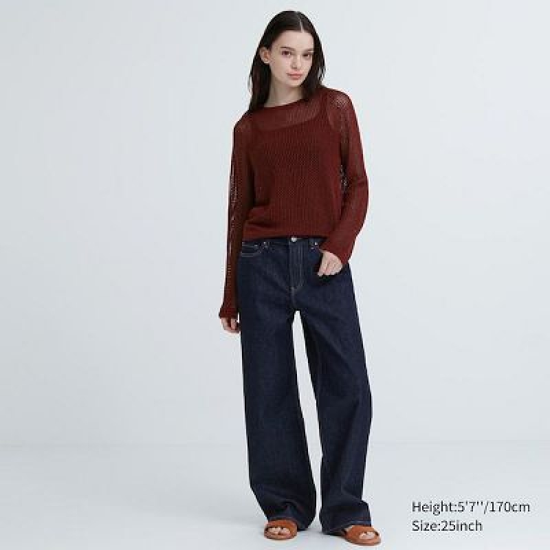 Uniqlo Baggy Jeans Dam Marinblå | 3437199