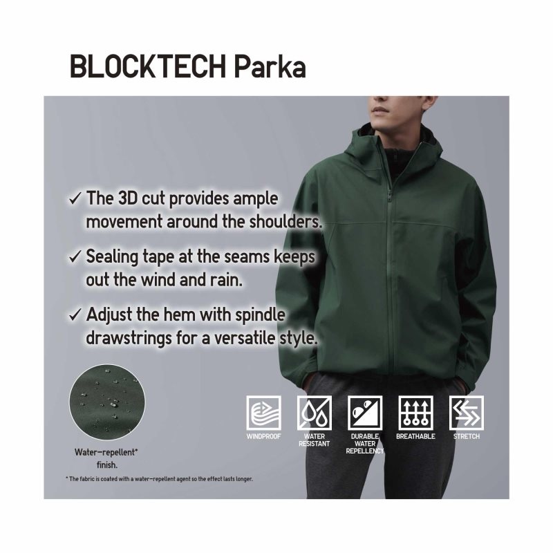 Uniqlo Blocktech 3d Cut Parka Herr Marinblå | 5477578