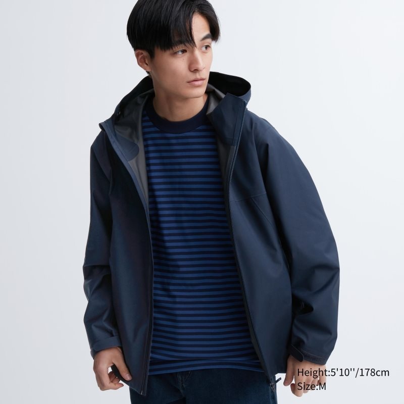 Uniqlo Blocktech 3d Cut Parka Herr Marinblå | 5477578