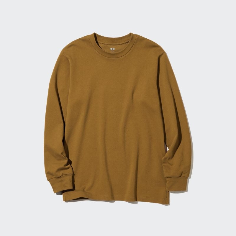Uniqlo Brushed Cotton Crew Neck Long-sleeve T-shirt Herr Bruna | 7341241