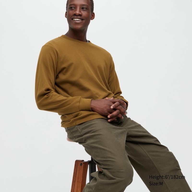 Uniqlo Brushed Cotton Crew Neck Long-sleeve T-shirt Herr Bruna | 7341241