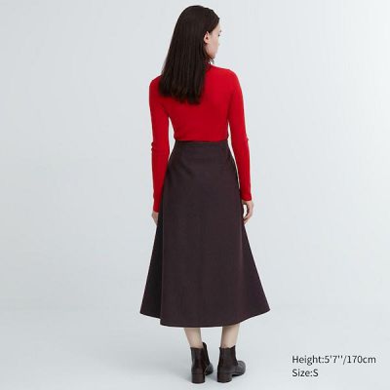 Uniqlo Brushed Jersey Flared Kjolar Dam Bruna | 5774020