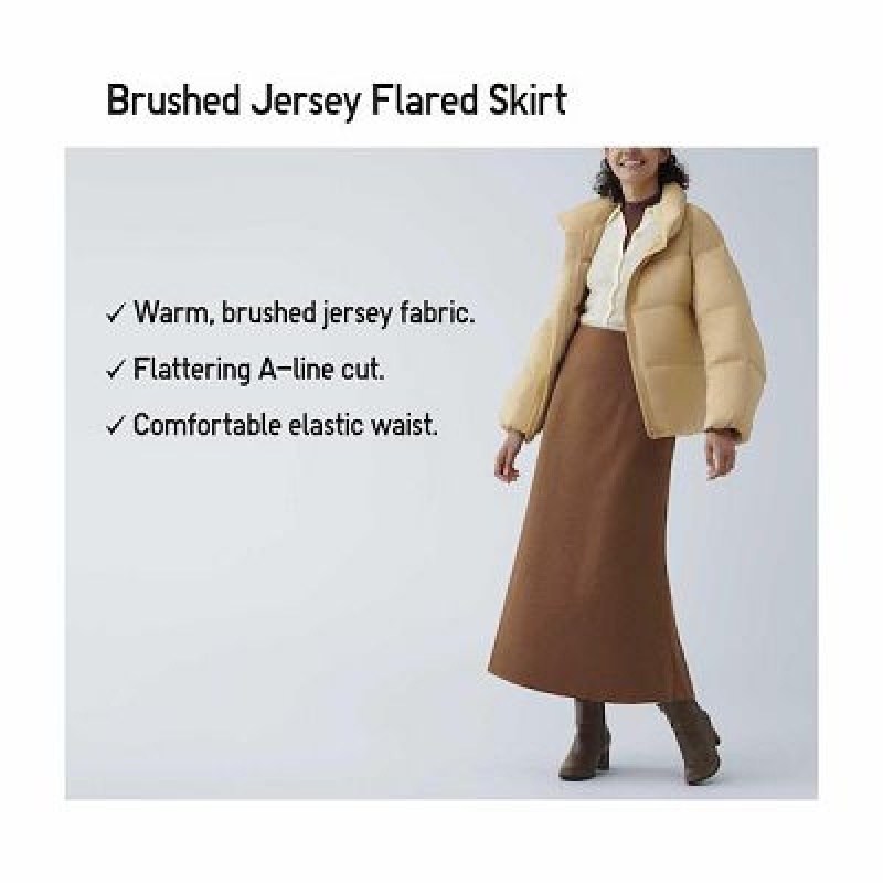Uniqlo Brushed Jersey Flared Kjolar Dam Bruna | 9693216