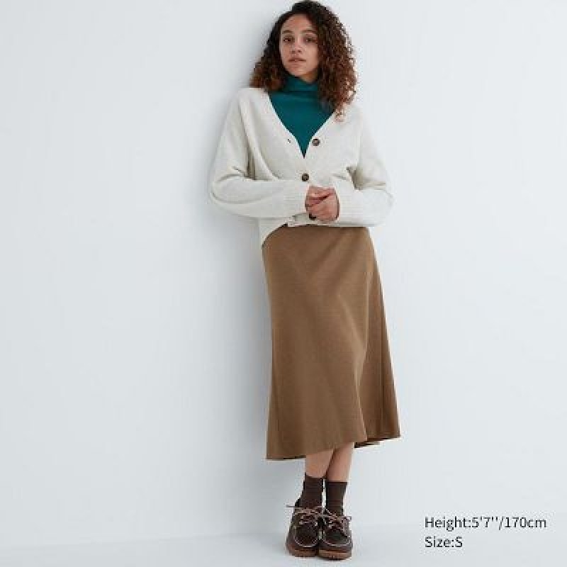 Uniqlo Brushed Jersey Flared Kjolar Dam Bruna | 9693216