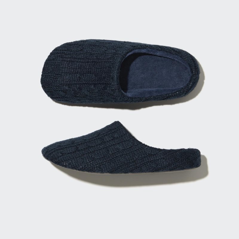 Uniqlo Cable Knit Rubber Sole Tofflor Herr Marinblå | 7159034