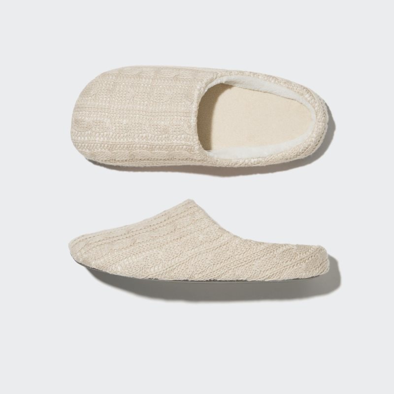 Uniqlo Cable Knit Rubber Sole Tofflor Herr Beige | 9461653