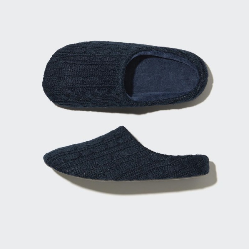 Uniqlo Cable Knit Tofflor Dam Marinblå | 3146632