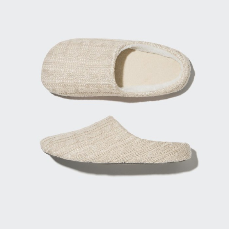 Uniqlo Cable Knit Tofflor Dam Vita | 1740967